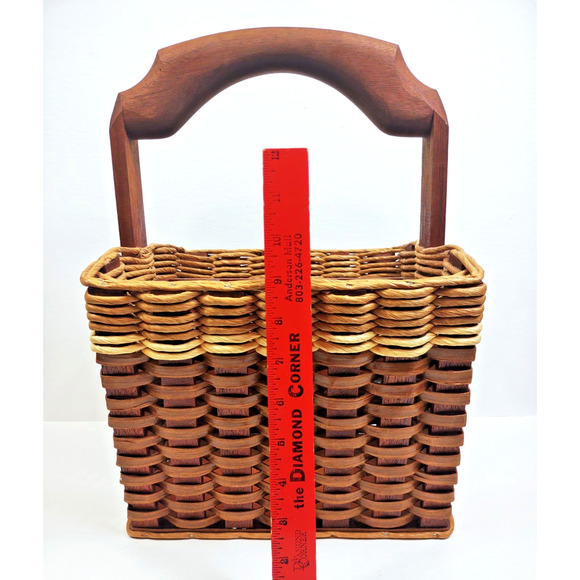 FOXCREEK Basket Company Dated & Signed Magazine Book Basket 2001 w Divider USA - Picture 6 of 11